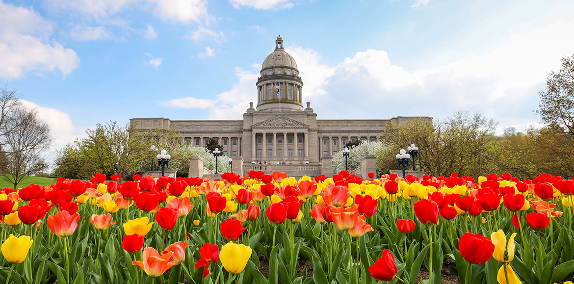 FRANKFORT, KY, USA - APRIL 5, 2020: View of State Capitol building